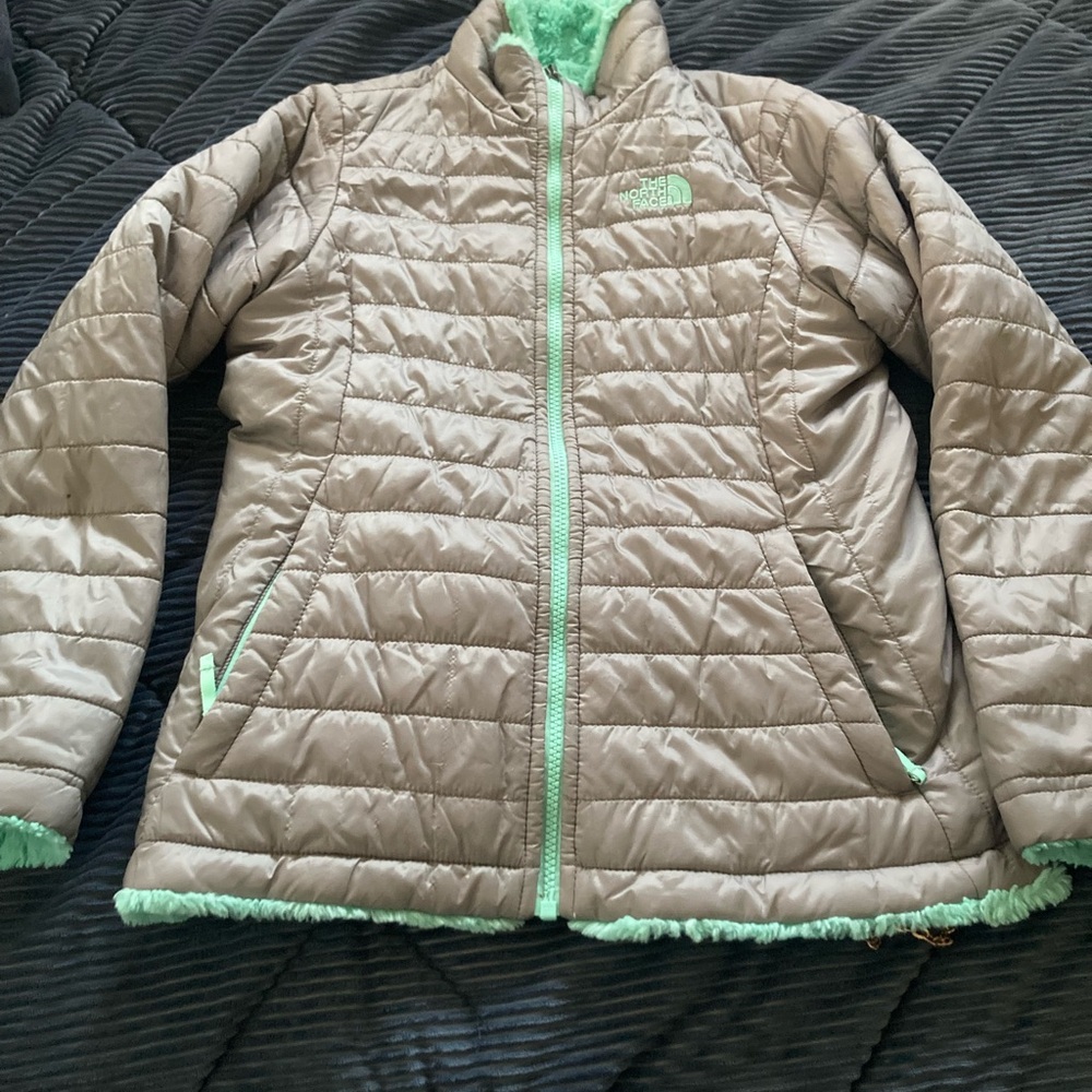 The North Face Kids' Tan Jacket with Green Accents